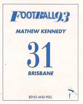 1993 Select AFL Stickers #31 Matthew Kennedy Back